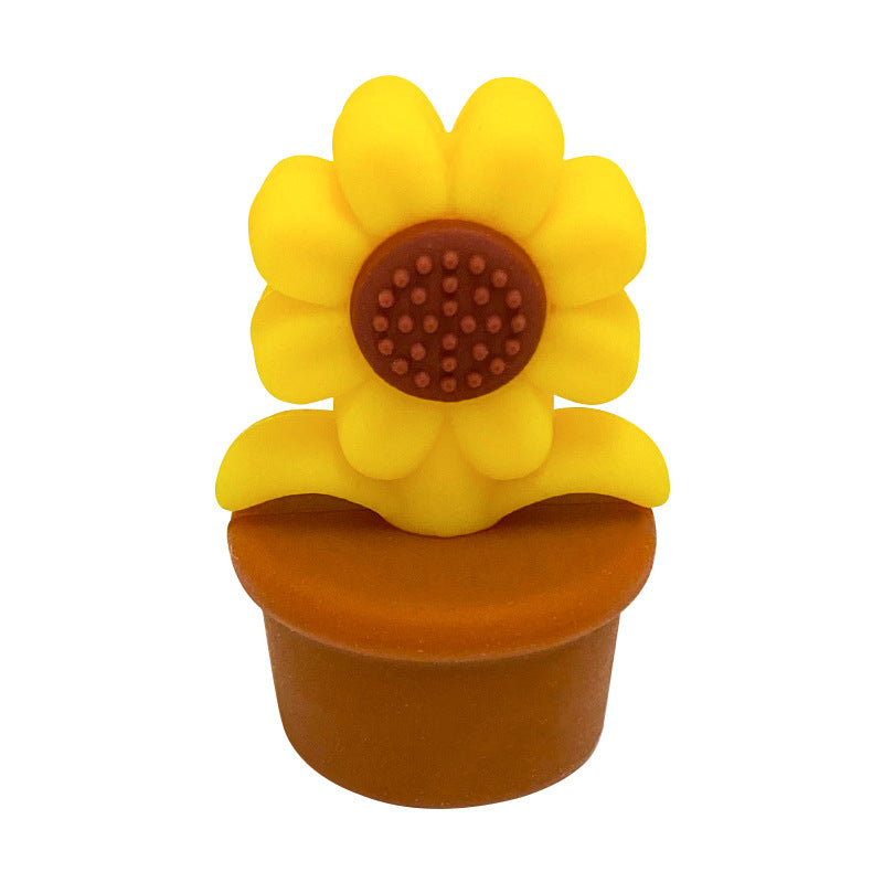 Wholesale 10PCS Silicone Flower Pot Sunflower Focal beads